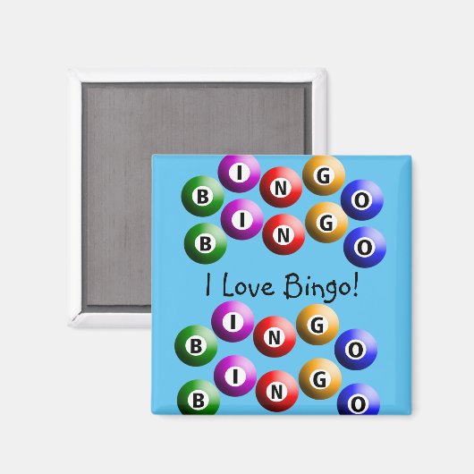 Bingo Player "I Liebe Bingo" blauer Magnet (Vorderseite/Rückseite)