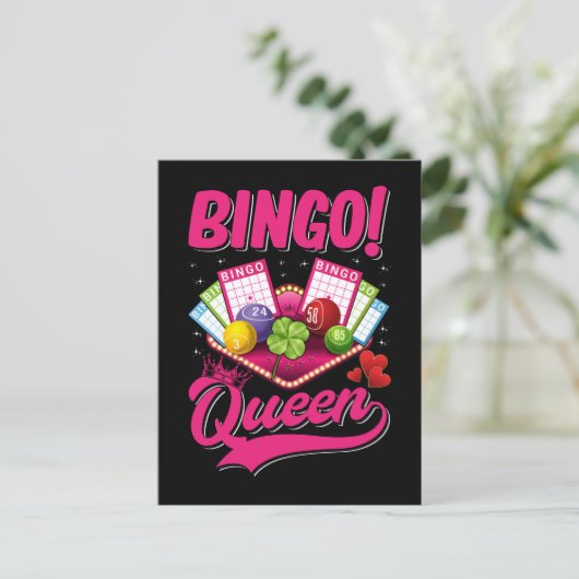 Bingo Player Queen Women Funny Bingo Girl Postkarte (Stehend Vorderseite)