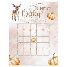 Bingo Pumpkin Woodland Animals Baby Showspiel