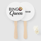Bingo Queen White Hand Fan Fächer (Vorne und Hinten)