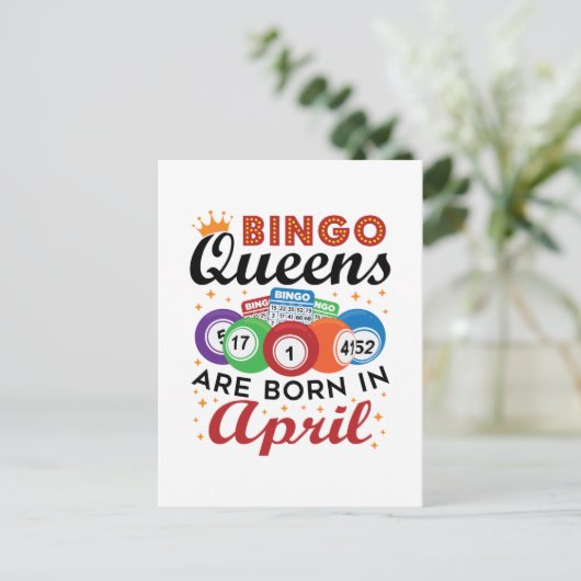 Bingo Queens ist im April Geboren Postkarte (Stehend Vorderseite)
