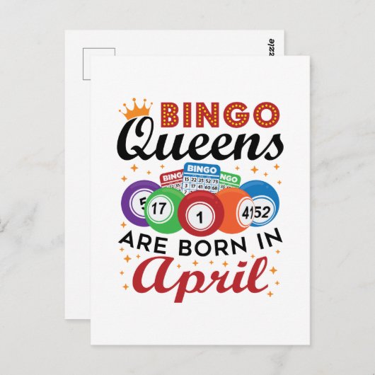 Bingo Queens ist im April Geboren Postkarte (Vorne/Hinten)