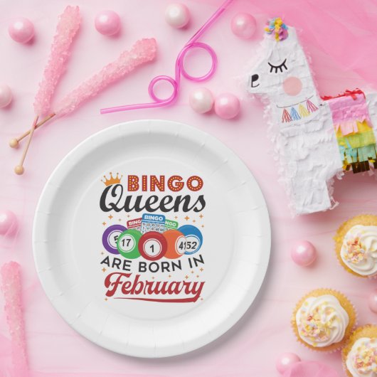 Bingo Queens ist im Februar Geboren Pappteller (Party)
