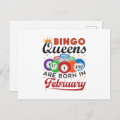 Bingo Queens ist im Februar Geboren Postkarte (Vorne/Hinten)