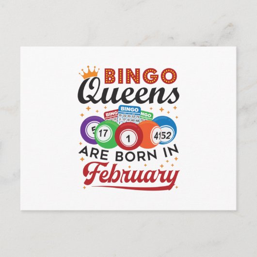 Bingo Queens ist im Februar Geboren Postkarte (Vorderseite)