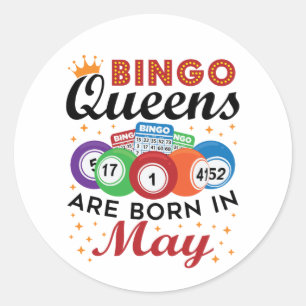 Bingo Queens ist im Mai Geboren Runder Aufkleber