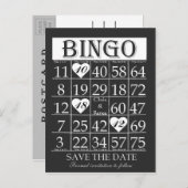 Bingo Save the Date Black & White Postcard Ankündigungspostkarte (Vorne/Hinten)