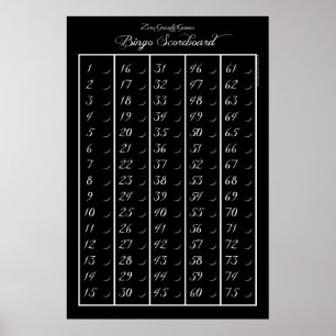 Bingo Scoreboard 75 - Zero Gravity Games (1.2") Poster
