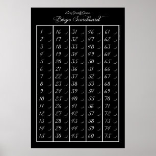 Bingo Scoreboard 75 - Zero Gravity Games (2,5") Poster