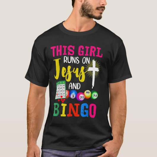 Bingo Shirt Dieses Mädchen läuft auf Jesus und Bin (Vorderseite)
