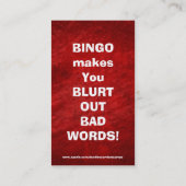 Bingo-Spaß-Cartoon-Minigekritzelkarte Visitenkarte (Rückseite)