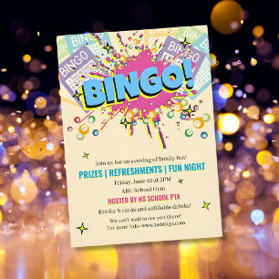 BINGO-Spendenkarte Schule Gemeinschaft Spaß Nacht Einladung