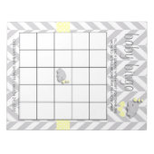 Bingo-Spiel mit der gelben und grauen Elephant-Bab Notizblock (Vorderseite)