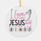 Bingo Spieler Jesus Faith Christlich Ich Liebe Jes Keramik Ornament (Hinten)