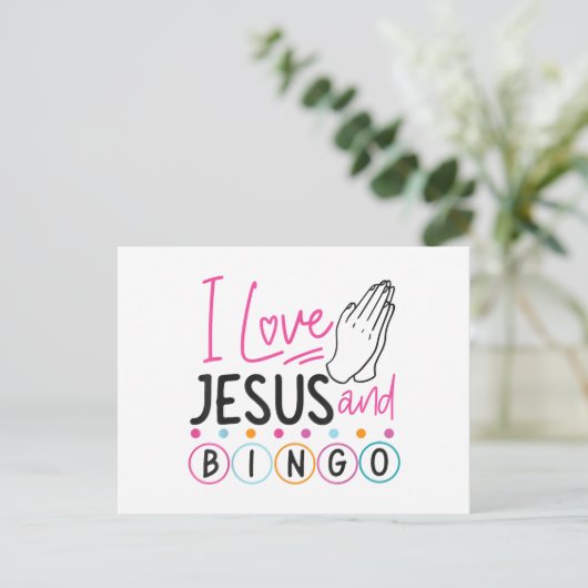 Bingo Spieler Jesus Faith Christlich Ich Liebe Jes Postkarte (Stehend Vorderseite)