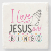Bingo Spieler Jesus Faith Christlich Ich Liebe Jes Steinuntersetzer (Vorderseite)