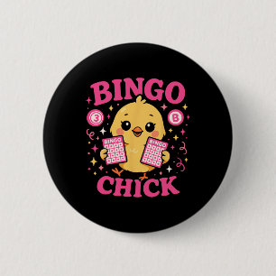 Bingo-Spielerin Hühner Mädchen Bingo-Huhn  Button