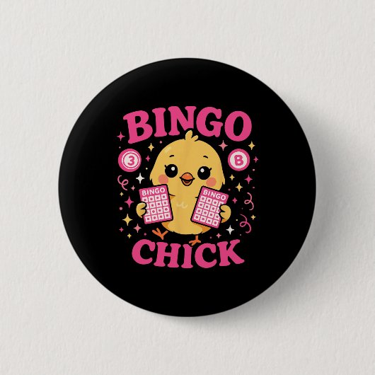 Bingo-Spielerin Hühner Mädchen Bingo-Huhn Button (Vorderseite)