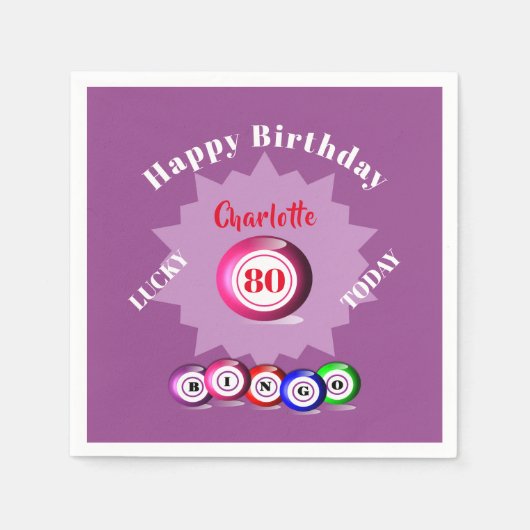 Bingo Themed Birthday Party Personalisiert Serviette (Vorderseite)