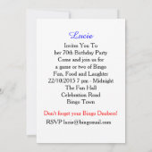 Bingo Themed Party Spaß farbenfroh Einladung (Rückseite)