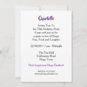 Bingo Themed Party Spaß farbenfrohe Einladung (Rückseite)