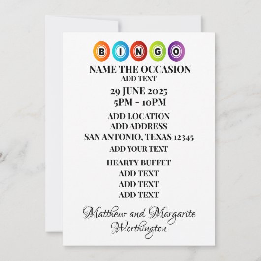 Bingo VIP Einladung (Rückseite)