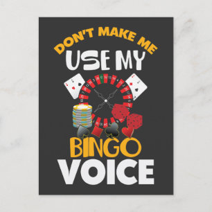 Bingo Voice Funny Casino Gambler Bingo Player Postkarte