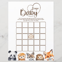 Bingo Woodland Animals Baby Showspiel