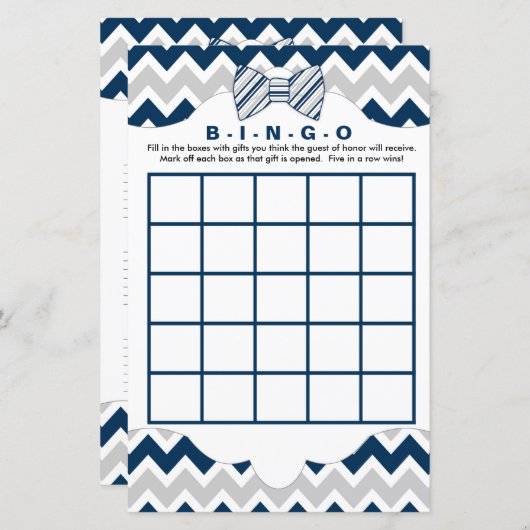 Bingobeutel Babyduschspiele, graue Krawatte (Vorne/Hinten)