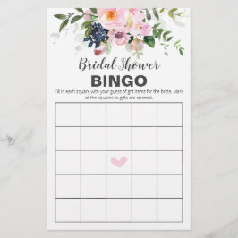 Bingokarte Blush Pink und Blue Blumen Flyer