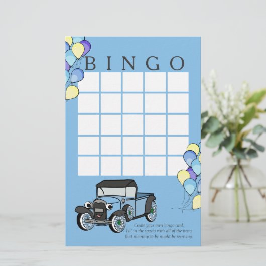 Bingokarte für antike Lkw und Balloons (Stehend Vorderseite)