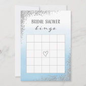 Bingokarte für blaues und silberes Brautparty Einladung (Vorderseite)