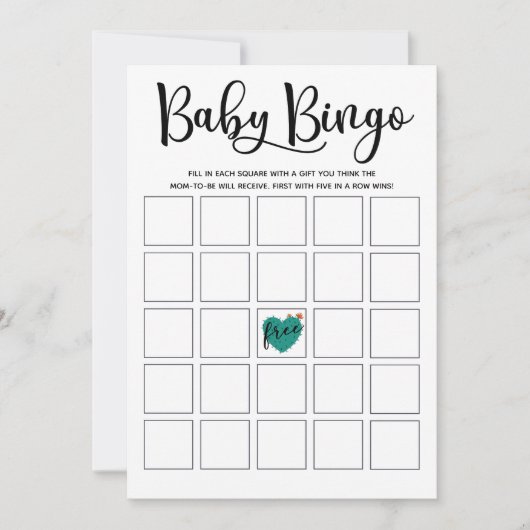 Bingokarte für die Babydusche Einladung (Vorderseite)