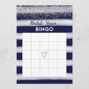 Bingokarte für Silber und Navy Blue Brautparty Einladung