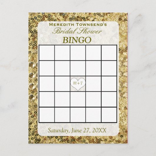 Bingokarte - Gold Sequenzen Einladungspostkarte (Vorderseite)