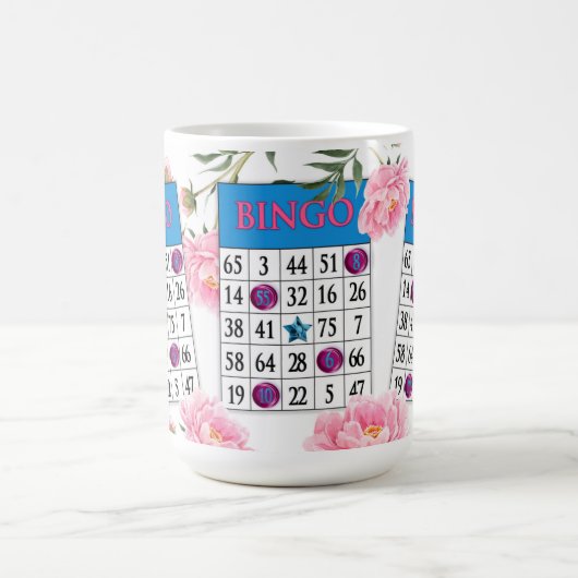 Bingokarte mit farbig rosa Blume Kaffeetasse (Mittel)