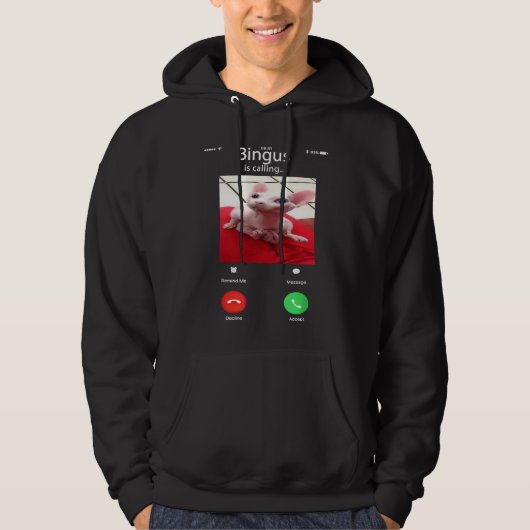 Bingus is Calling Big Cat Meme Hoodie (Vorderseite)