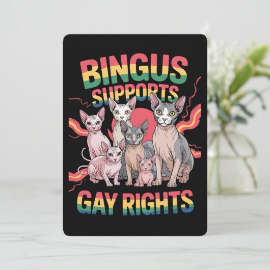 Bingus unterstützt Gay Rights Sphynx Cat LGBTQ Pri Einladung (Stehend Vorderseite)
