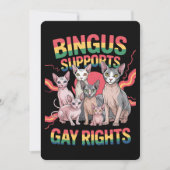Bingus unterstützt Gay Rights Sphynx Cat LGBTQ Pri Einladung (Vorderseite)