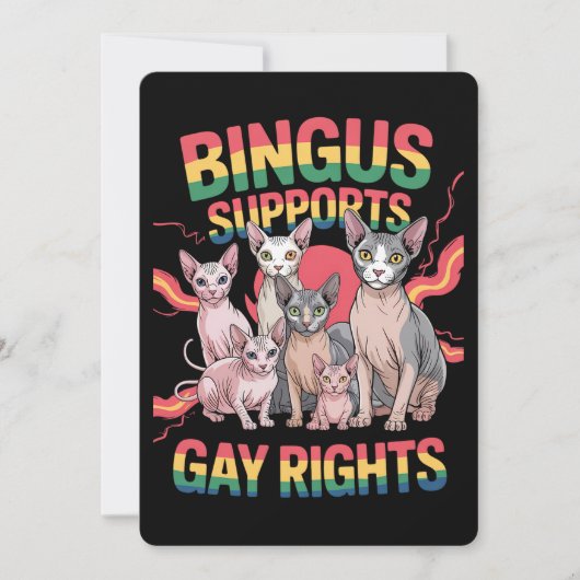Bingus unterstützt Gay Rights Sphynx Cat LGBTQ Pri Einladung (Vorderseite)