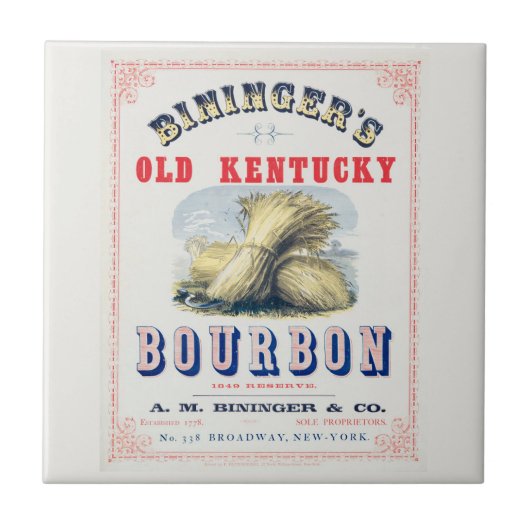 Bininger's Old Kentucky Bourbon 1849 Reserve. Fliese (Vorderseite)
