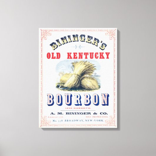 Bininger's Old Kentucky Bourbon 1849 Reserve. Leinwanddruck (Vorderseite)
