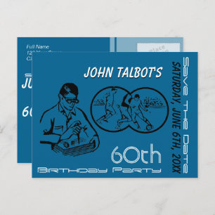 Binocular Soccer 60. Geburtstag Save the Date Ankündigungspostkarte