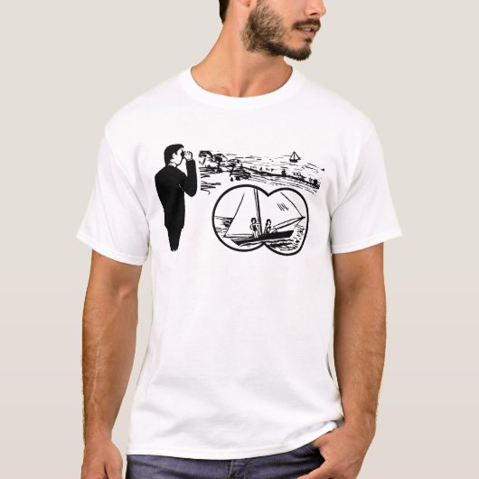 Binoculars Observation Retro Illustration T-Shirt (Vorderseite)