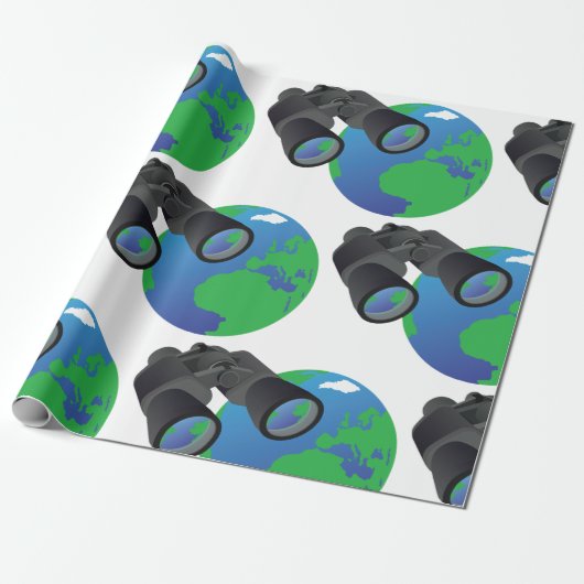 Binokulare und Erde Geschenkpapier (Ungerollt)
