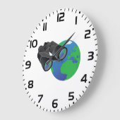 Binokulare und Erde Große Wanduhr (Winkel)