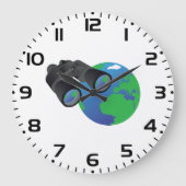 Binokulare und Erde Große Wanduhr (Vorderseite)