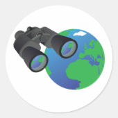 Binokulare und Erde Runder Aufkleber (Vorderseite)