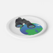 Binokulare und Erdpapiere-Teller Pappteller (Schrägansicht)