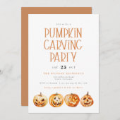 BINX Fall Halloween Wasserfarbe Pumpkin Carving Einladung (Vorne/Hinten)